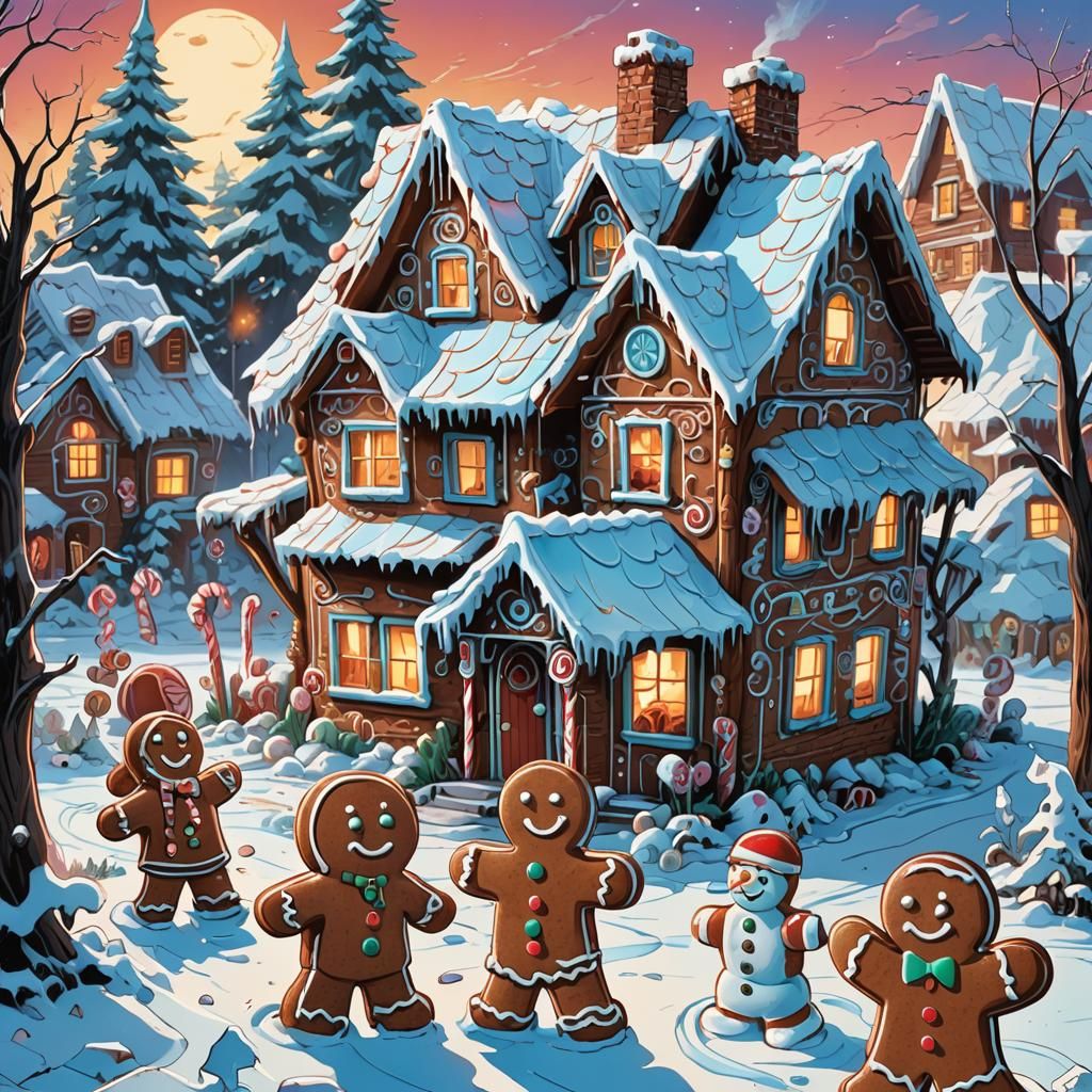 Surreal Gingerbread Family Faces Winter Apocalypse in Candy....