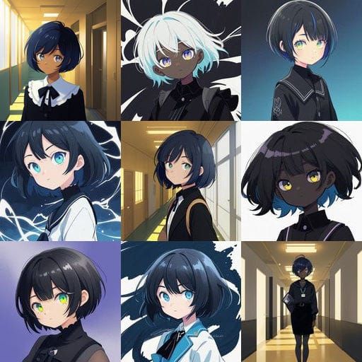 African American College Girl in Cel-Shaded Anime Style