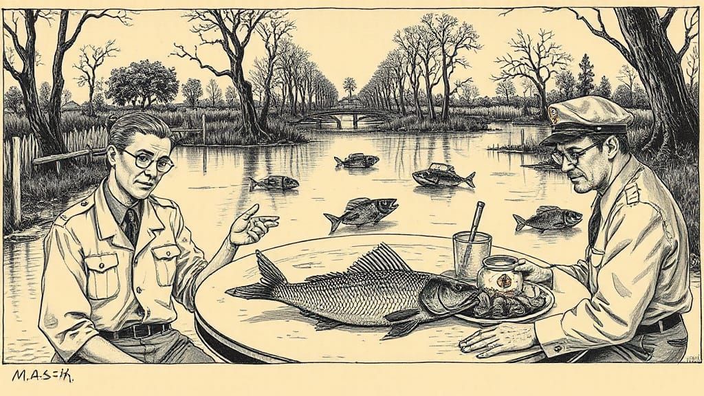 M*A*S*H Doctor Hawkeye's Fish and Liver Feast in a Golden Ho...