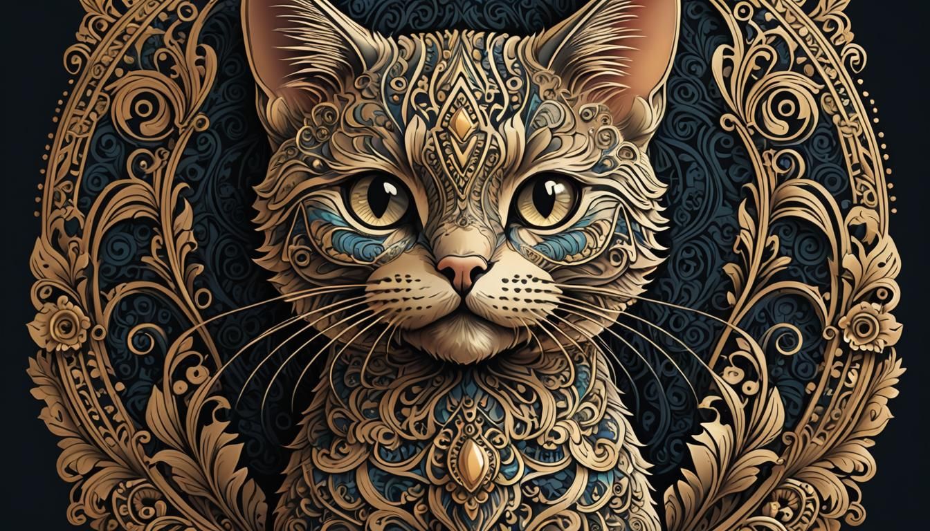 Cute Cat Vector Illustration for T-Shirt Design