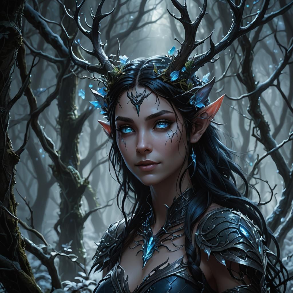 Cursed Plant Elf in Dark Fantasy Art