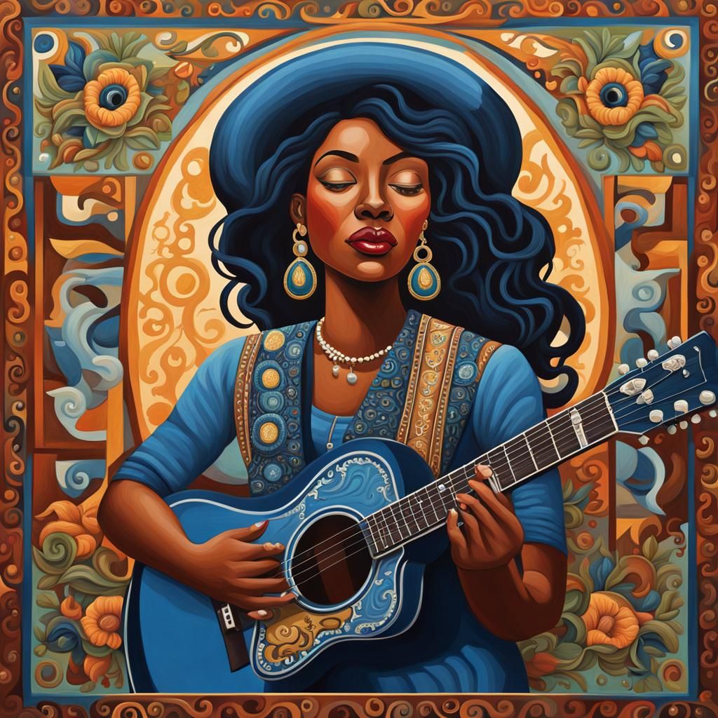 Soulful Blues Singer in Colorful Splash Art Style