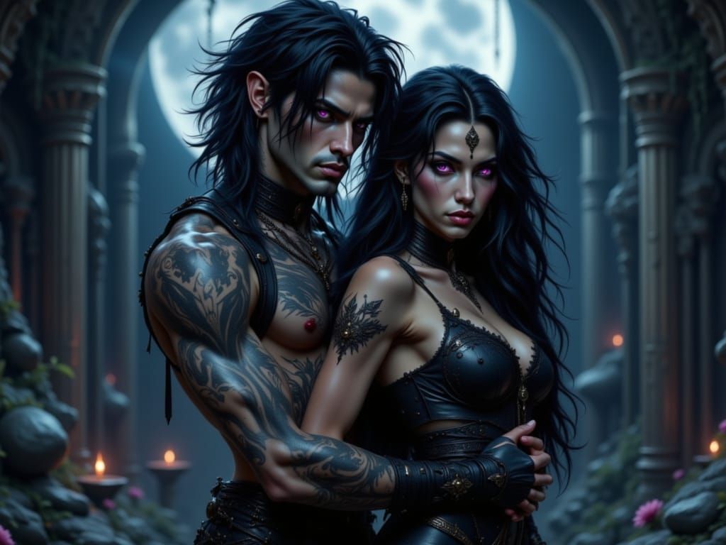 Incubus and Woman in Gothic Surrealism