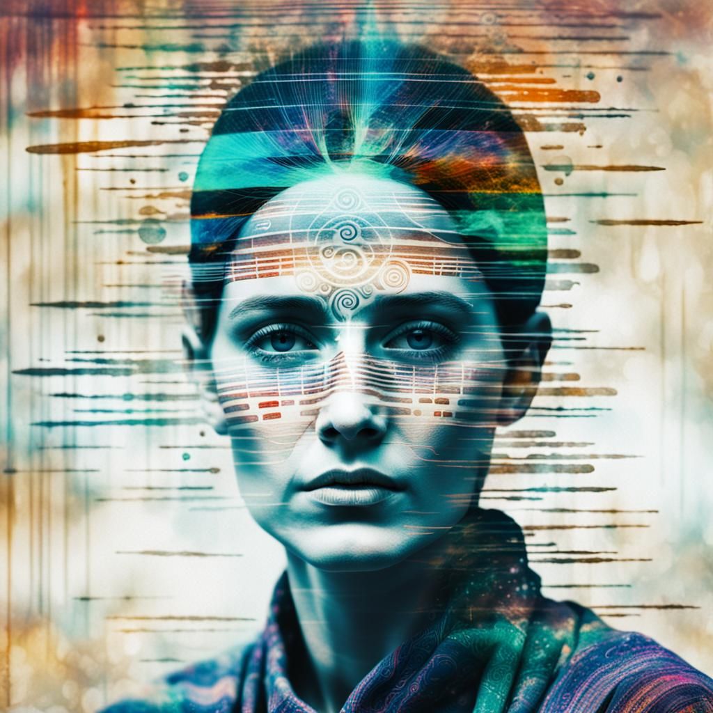 Fractal Gypsy Oracle in Glitch Art Style