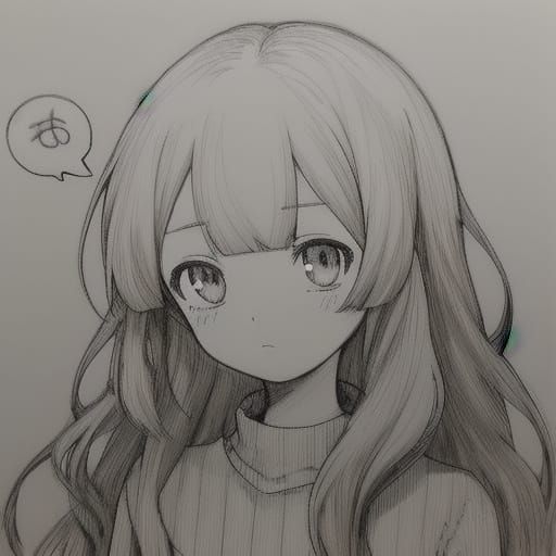 Manga-Inspired Portrait of a Young Girl in Thoughtful Repose