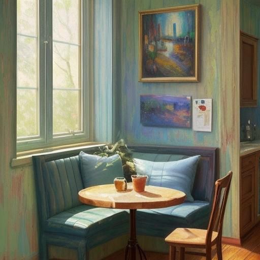 Cozy Kitchen Corner in Expressionist Impasto Style