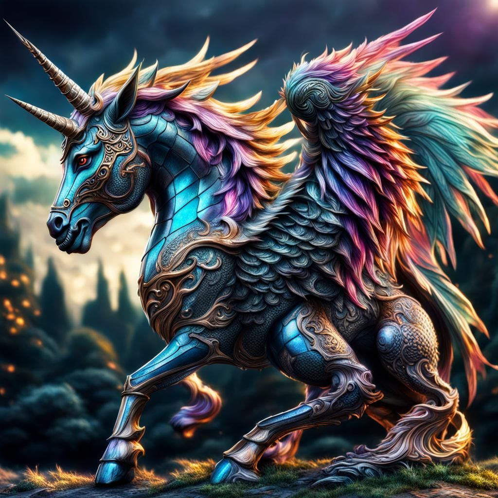 Hyperrealistic Unicorn Dragon Hybrid in High Definition
