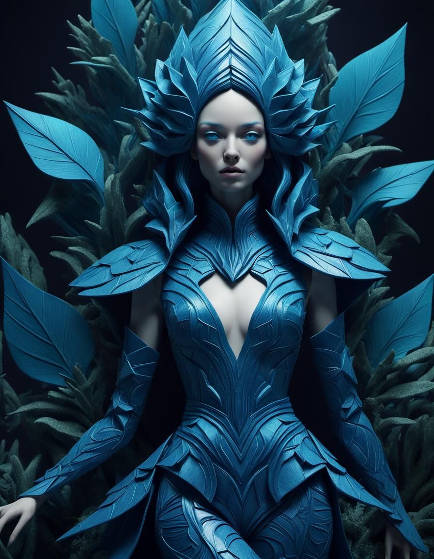 Blue Velvet Lithophyte Entity in Digital Art Style