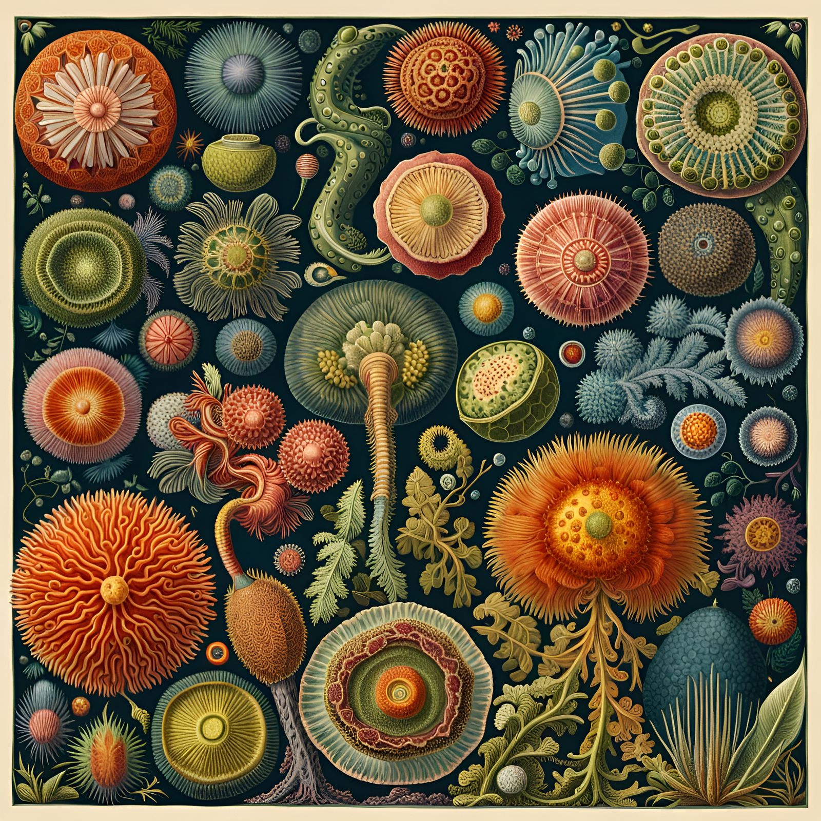 Plant Microbiome, Plate from Ernst Haeckel’s “Art Forms in Nature” (1904)