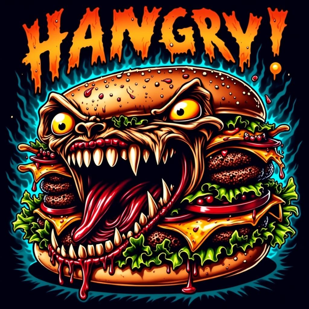 Wicked Screamo Cheeseburger With Sharp Teeth