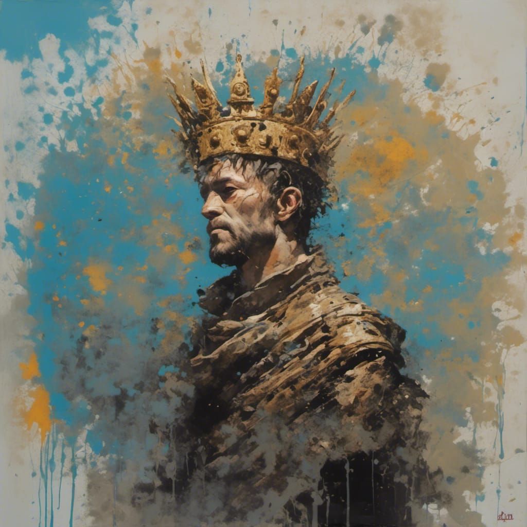 Man with Celestial Crown in Splatter Graffiti Style