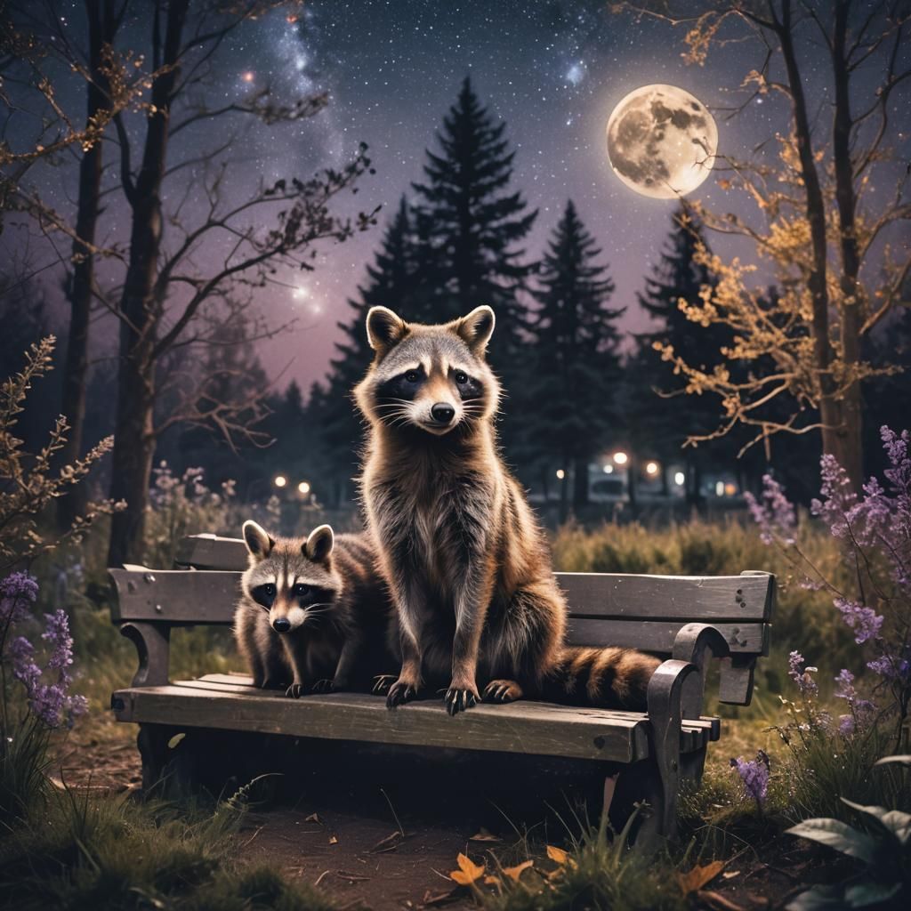 Ethereal Double Exposure: Wildlife Under Moonlight