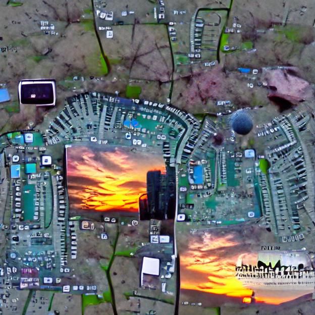 Sunset Over Urban Sprawl: Metropolitan Area
