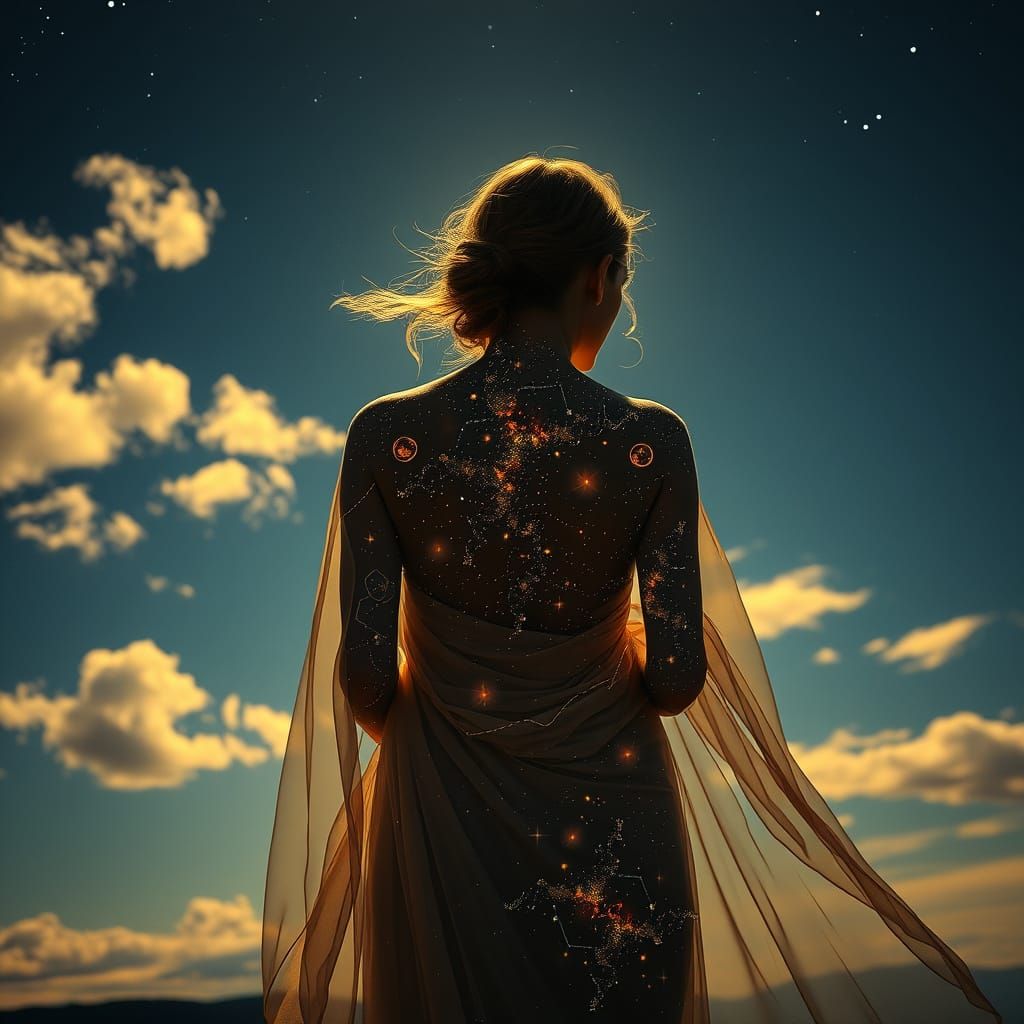 A woman seen from behind,