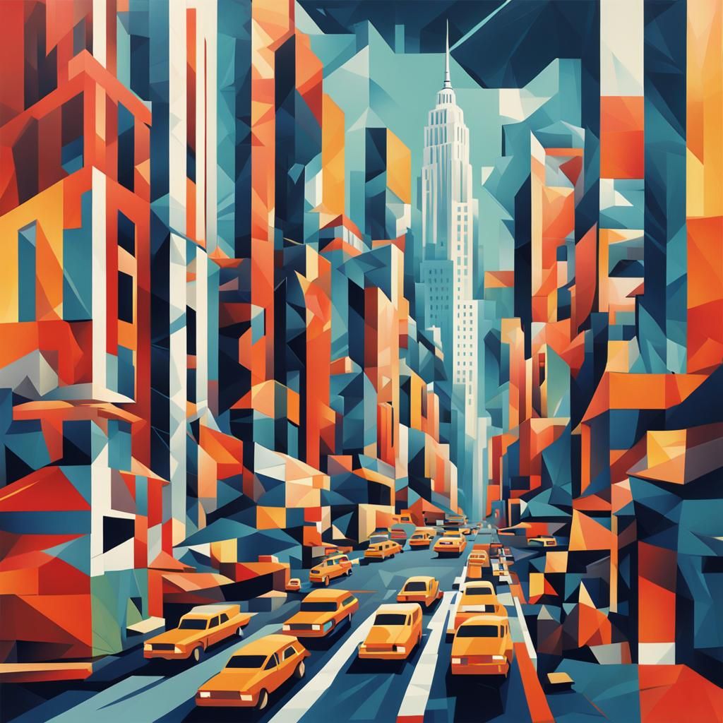New York City Cubist Art Deco Painting