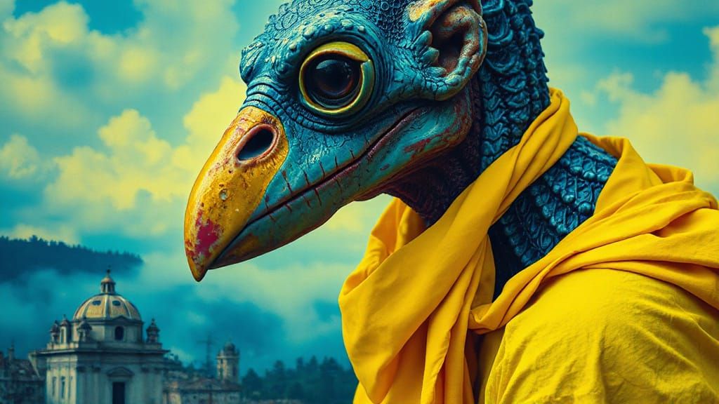 Psychedelic Humanoid in Acrylic Pour Surrealism