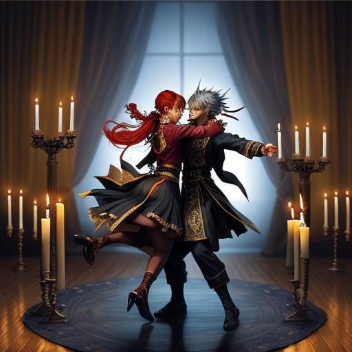Candlelight Dance: Hyperreal Anime-Inspired Art