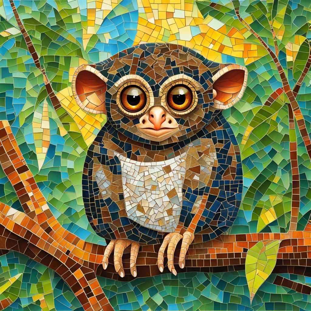 Vibrant Mosaic of a Tarsier