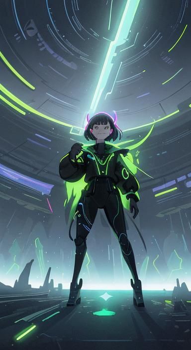 Retro-Futuristic Pin-Up Girl in Sci-Fi Setting