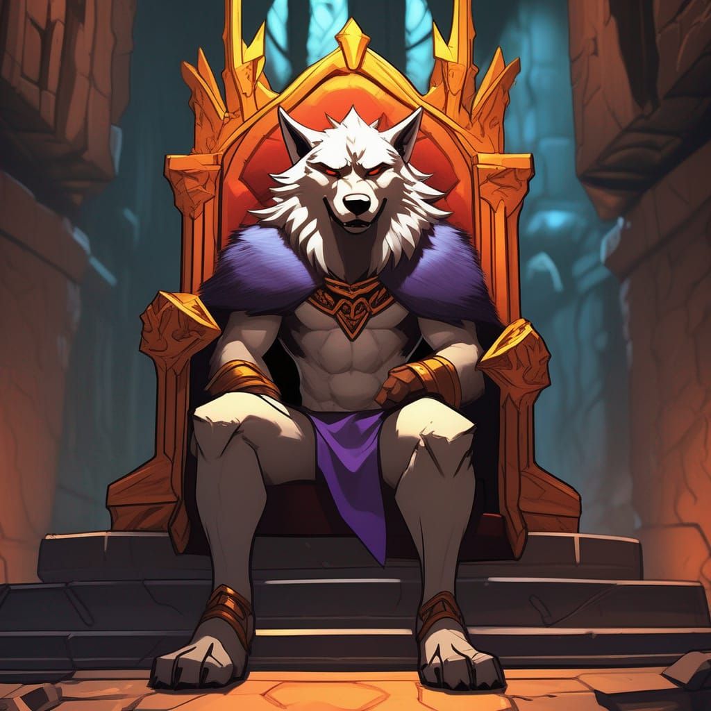King Wolf on Throne Comic Art