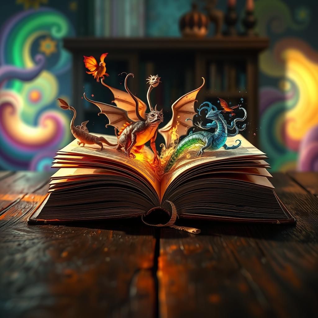 Open Book Reveals a Dragon Fantasy World