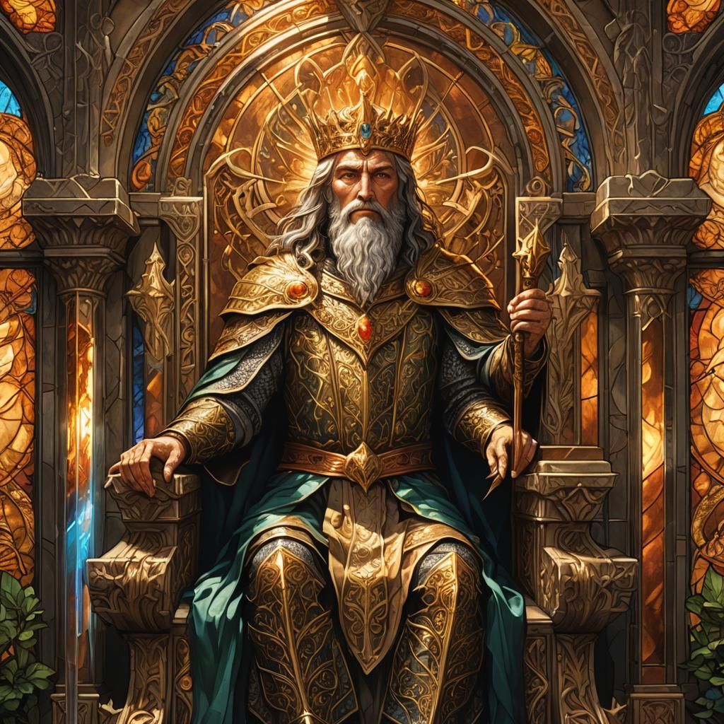 Almighty Lord on Throne in Ornate Fantasy Art