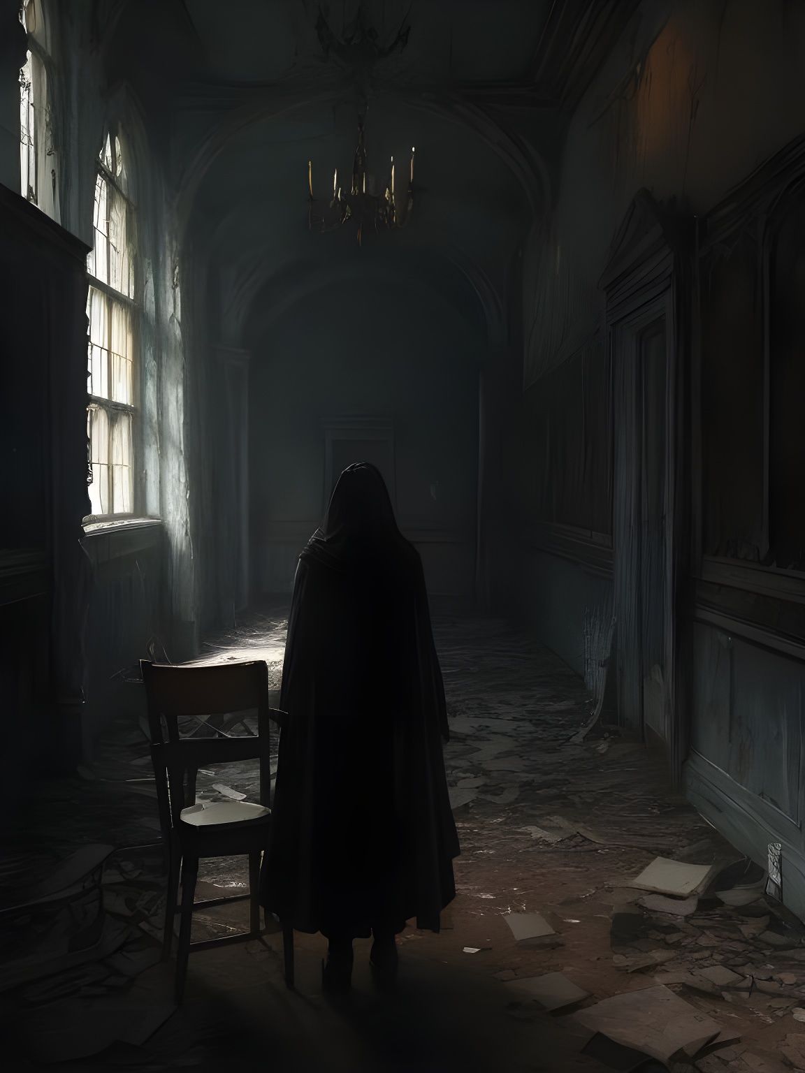 Eerie Abandoned Asylum with Demonic Creature