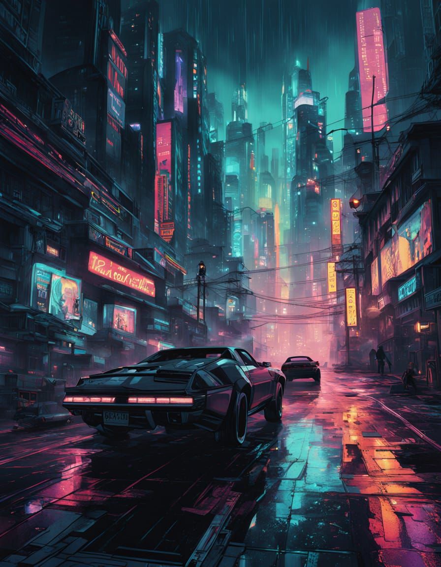 Cyberpunk Metropolis in Neon Dreamscape