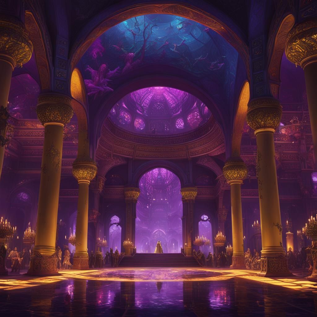 Dark Fantasy Art with Purple and Yellow Hues