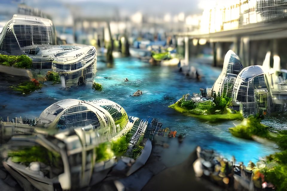 Futuristic Aquatic Cities in Detailed Matte Painting