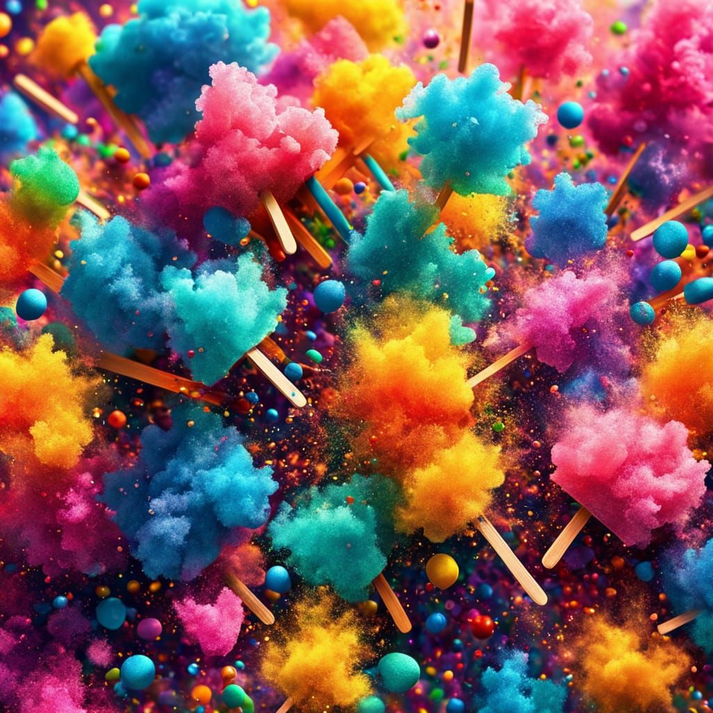 Candy Floss Explosion in Vibrant Digital Art