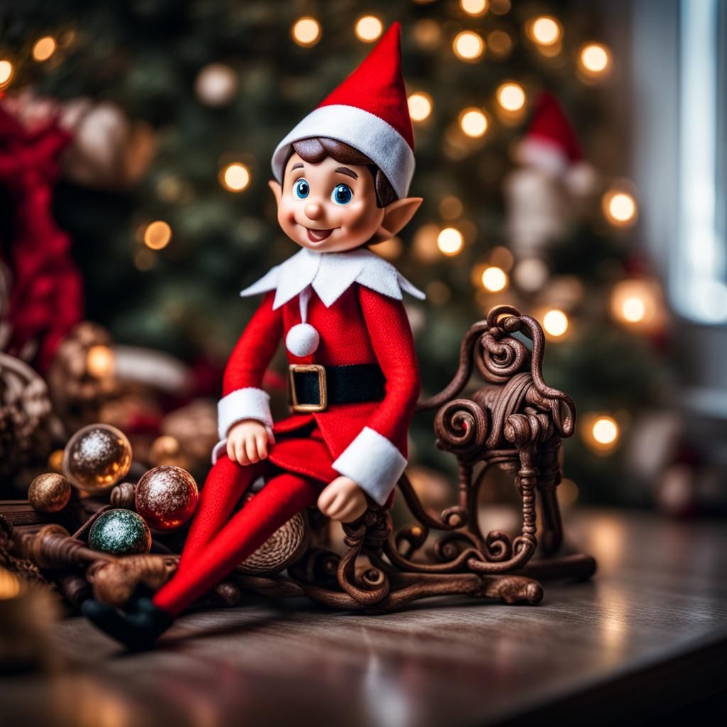 Hyperrealistic Elf on the Shelf in Cinematic Style
