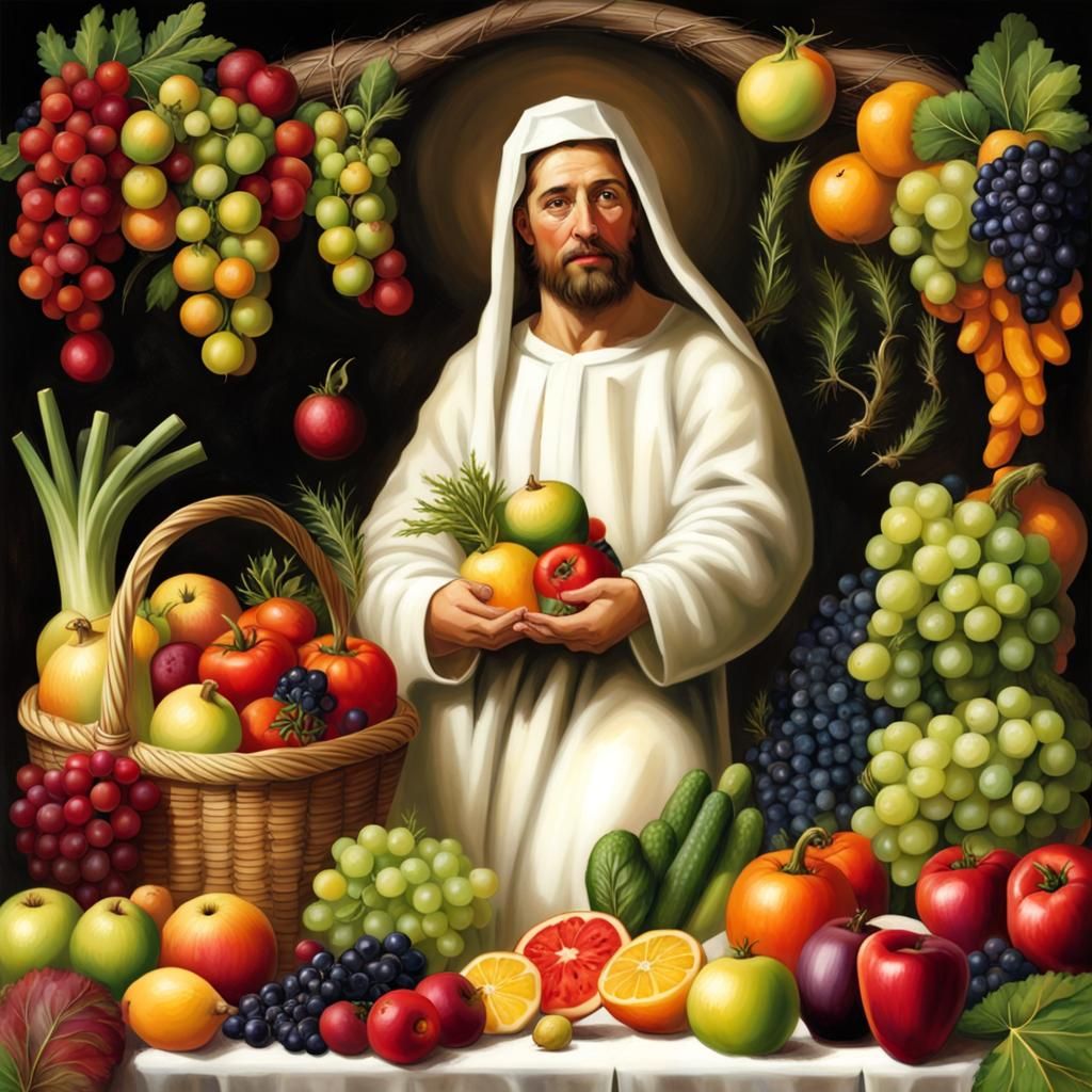 Christian Harvest Festival with Fruits and Vegetables