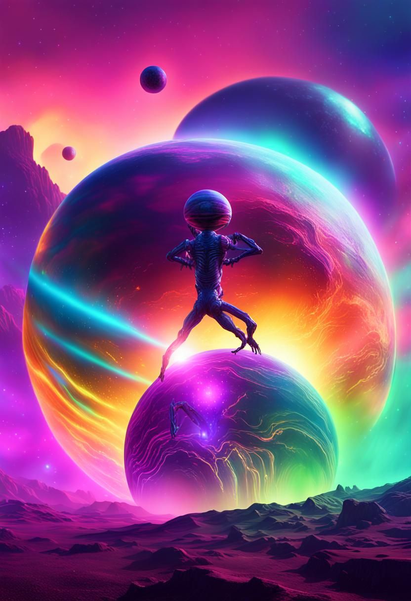 Giant Alien Levitation: A Surreal Digital Painting