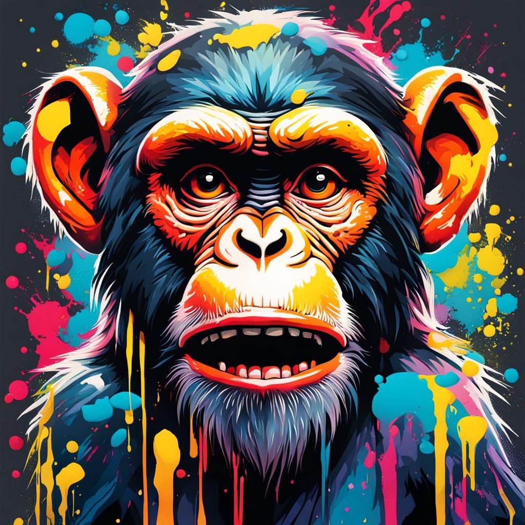 Monkey Beast Graffiti Art in Polychromatic Style