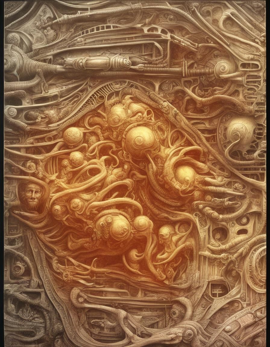 Photorealistic Gothic Art in Giger Style