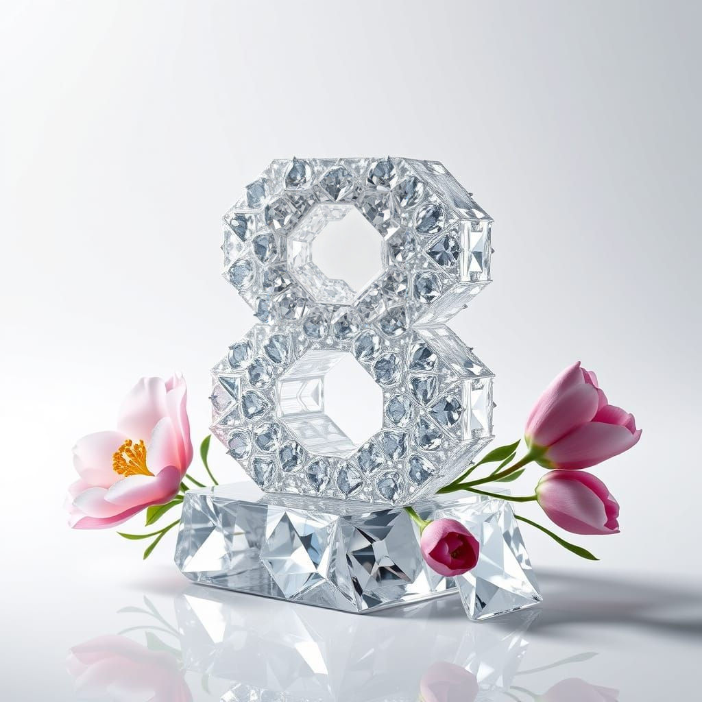Luxurious Diamond Number Eight in Elegant, Sparkling Cubic F...