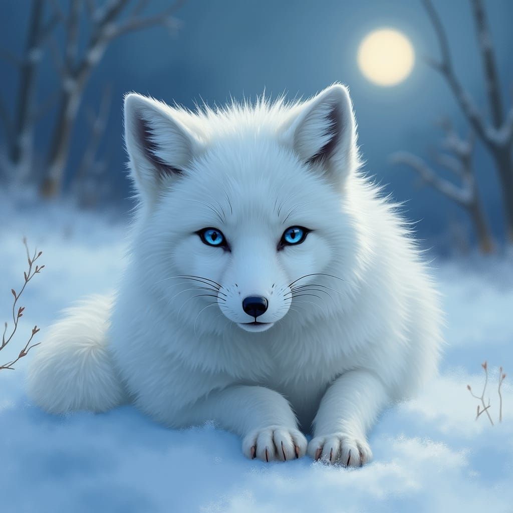 Sly Arctic Fox in Ethereal Moonlight