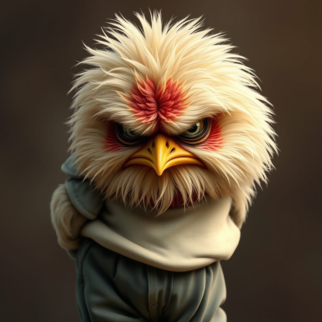 Grumpy Old Man Chick: A Humorous AI Portrait