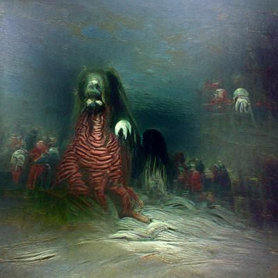 Eerie Horror Scene in the Style of Engravings