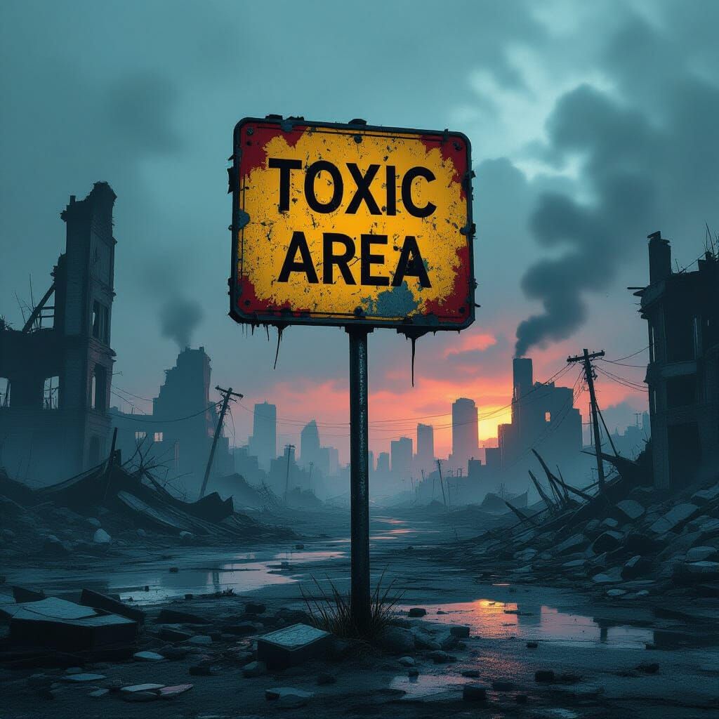 Apocalyptic Toxic City Ruins in Hyper-Realistic Style