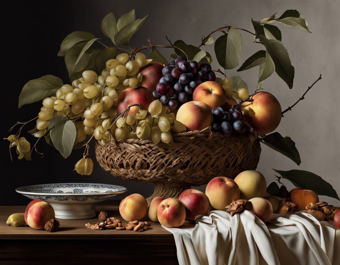 Dutch Golden Age Still Life with Fruits and Opulent Details