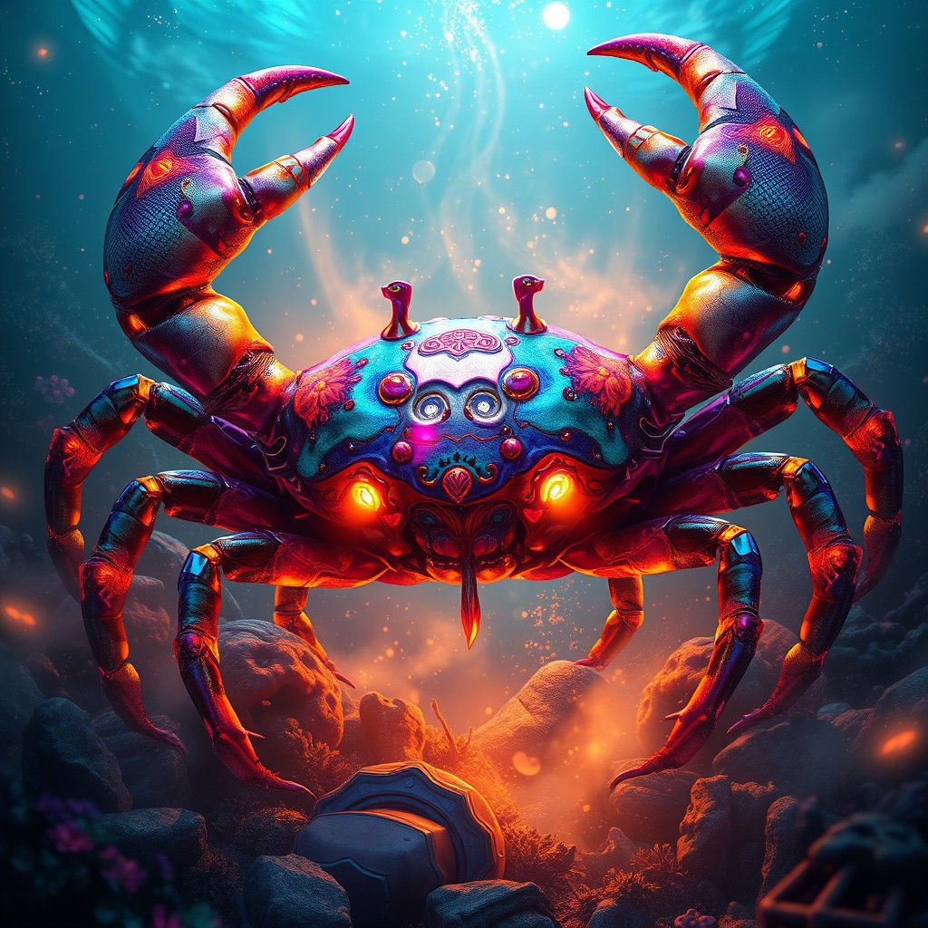 Mystical Crab: A Zodiac Sign in Digital Art