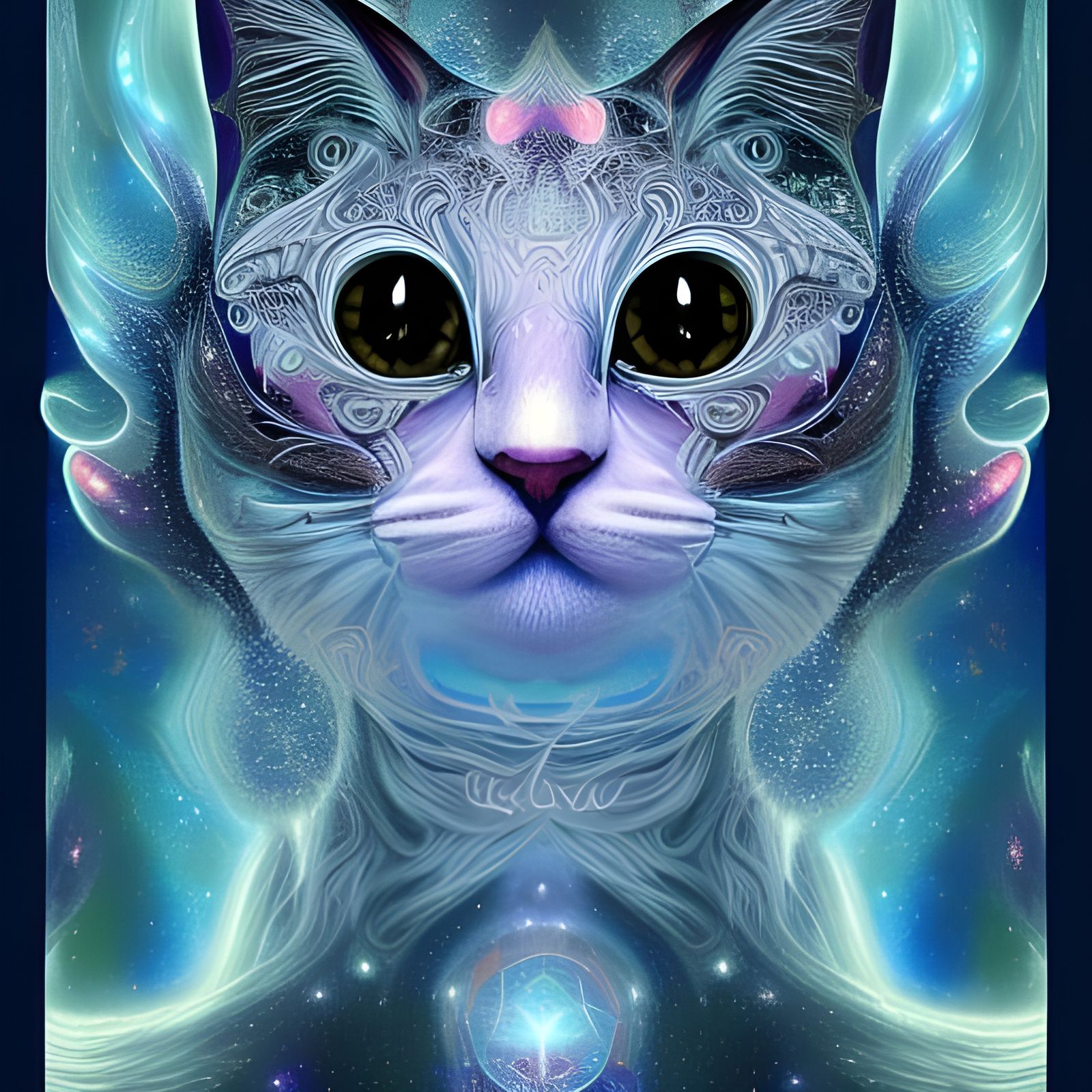 Mystical Galaxy Cat with Third Eye
