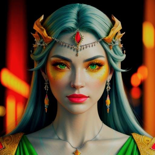 Colorful Cinematic Portrait of Captivating Beauty