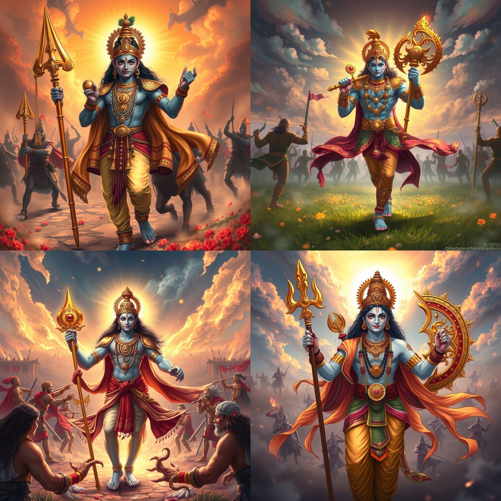 Krishna on Mahabharat Battlefield in Anime Style