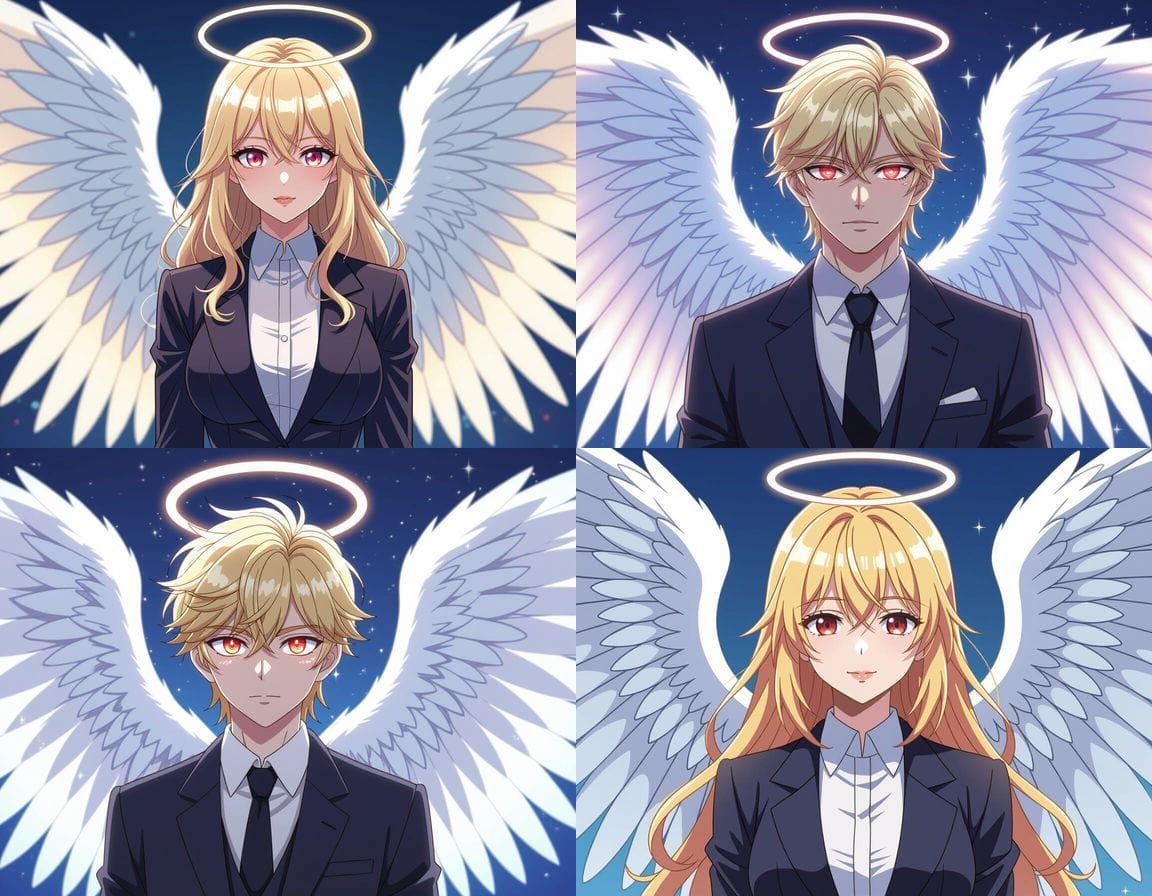 Anime Angel with White Wings and Halo