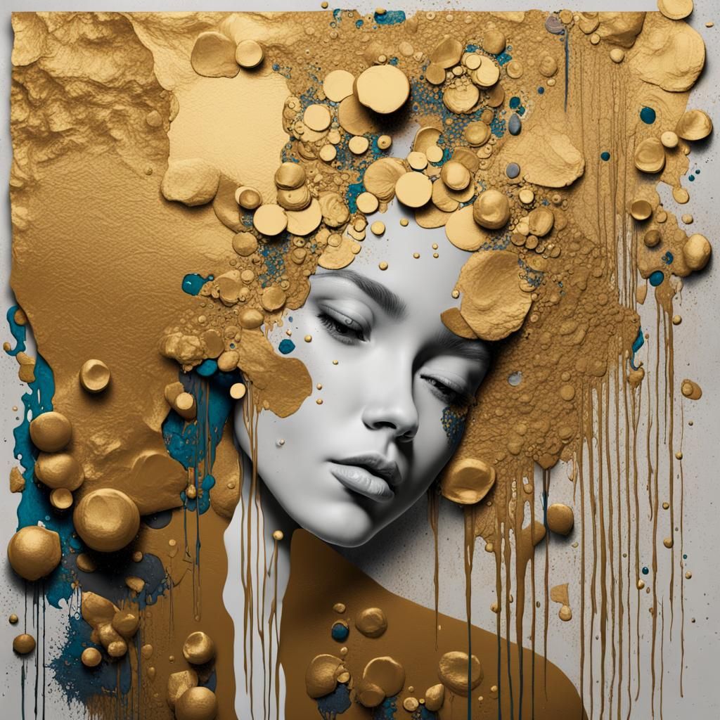 Klimt-Inspired Graffiti Art with Gold Texture