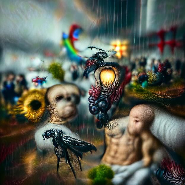 Schism paradox, Paranoia , fear, dark surrealism, Kris Kuksi, Sebastião Salgado Gao Zhen, Joel Peter witkin painting , m...