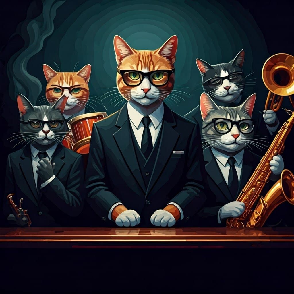 Cool Cats Jazz Band in Pop Art Style